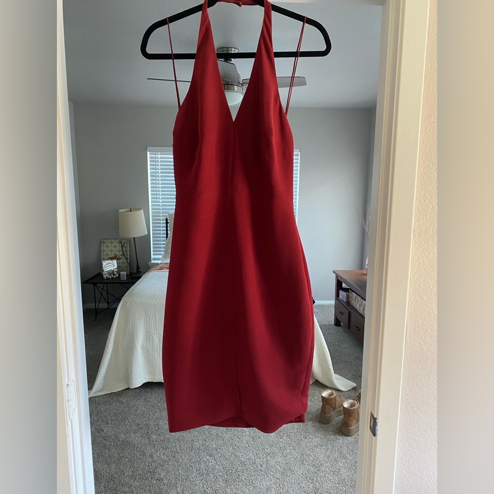 Likely Crimson Halter Midi Dress